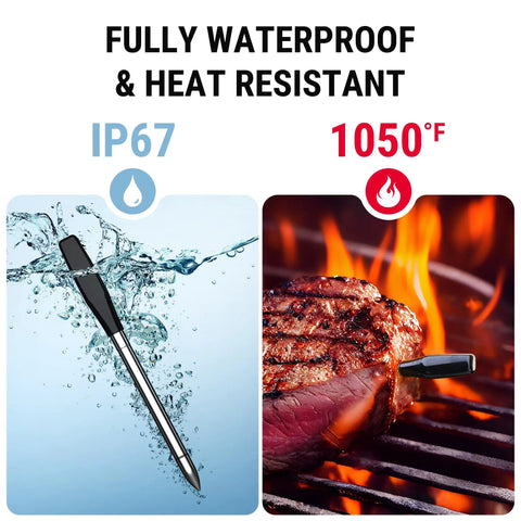 Wireless Meat Thermometer With App For Grillin, WiFi And Bluetooth, High Precision Probes testing waterproof and heat resistance