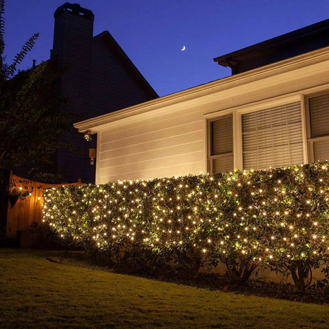 66 Ft 200 LED Fairy Lights With Plug In Switch Warm White Copper Wire String Lights Waterproof Outdoor Decor on Hedge