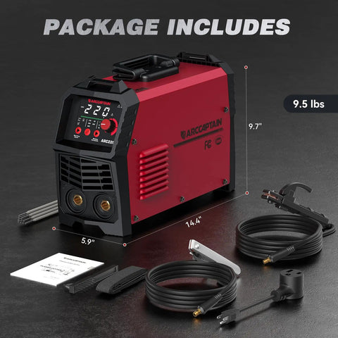 Powerful 220 Amp Stick Welder With Large 3.2 Inch LED Display, Dual Voltage 110V/220V MMA Welder, cables, accessories