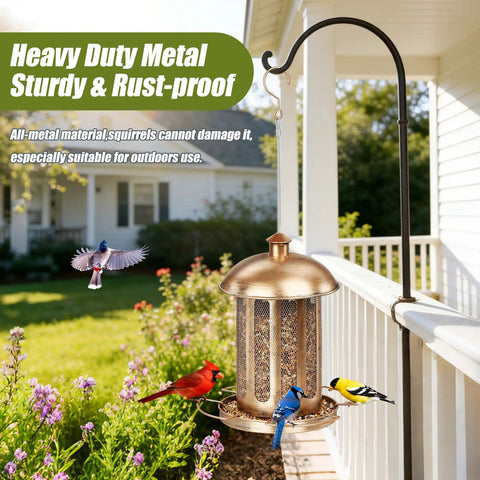 Large Capacity Metal Bird Feeder For Outdoor Hanging Built To Last Heavy Duty Wild Bird Feeder With Lantern Shaped Vintage Look