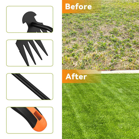 Ergonomic Weed Puller Tool For Easy Garden Weeding Adjustable Length 13.3 To 19.8 Inches Portable Grab-And-Go Hand Weed Remover With Stainless Steel Shaft And Comfortable Grip For Less Strain, before and after lawn weeding