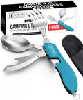 4 In 1 Camping Utensils Set Portable Stainless Steel Spoon Fork Knife And Bottle Opener Multitool For Travel And Backpacking
