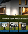 2 Pack Super Bright Solar Spot Lights Outdoor For Your Lit Yard And Pathway 47 LEDs With A 300 Degree Wide Angle
