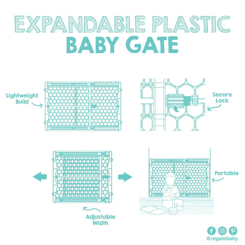 Expandable Baby Gate 28 To 42 Inch Wide For Doorways And Bottom Of Stairs Pressure Mounted Safety Gate infographic design