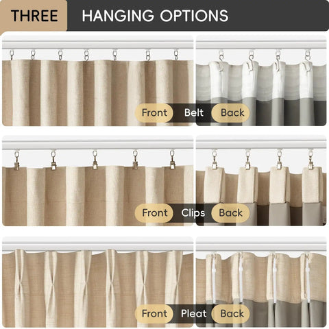 Ceiling Curtain Track With Roller Hooks And Clips White 9ft To 12ft Premium Aluminum Rail Rustproof Electrocoat Tarnish Resistant Finish No Fuss Easy Glide Curtain System For Bathrooms Patios And Living Spaces. Three hanging options shown