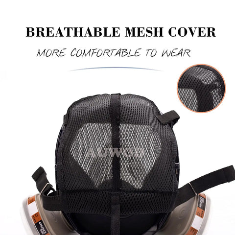 Back view of 17 In 1 Reusable Full Face Respirator For Paint Sprayers And Chemical Work, Woodworking Dust Protection with mesh cover