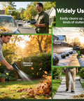 100000 RPM Cordless Leaf Blower With Dual 3Ah Batteries And Fast Charger in use for leaves, snow, dust, and grass clearing