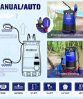 1HP 750W Heavy Duty Submersible Sump Pump With 3 In 1 Clean Dirty Water Modes, Float Switch, 16.4 Ft Cable diagram and usage