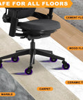 Office Chair Wheels Replacement Set Of 5 3 Inch Rubber Casters With Soft Non Marking Polyurethane Glide For All Floors Including Hardwood And Carpet Quiet Smooth Rolling Game Changer Purple Finish on various floor types