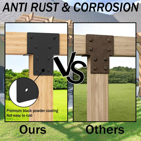 Heavy Duty Post Cap Tie Brackets For 4x4 Wood Posts To Beams, 2 Pack, Rustproof Steel Construction, Waterproof Connectors For Outdoor Decks And Fences, Fits Actual 3.5x3.5 Inch Posts
