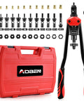 Rivet Nut Tool Kit With 16 Inch Quick Change Head, 12 Interchangeable Metric And SAE Mandrels, 145 Rivnuts, And Rugged Carrying Case