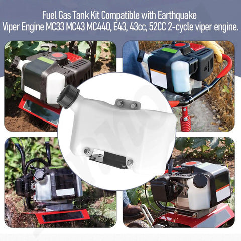 Fuel Gas Tank Kit For Viper Engine MC33 MC43 MC440 E43 43Cc And 52Cc 2 Cycle Models shown with components and mounting examples