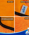 Ultra Plush Dual-Sided Microfiber Car Towels for Washing and Detailing, scratch-free and highly absorbent, gold close-up view