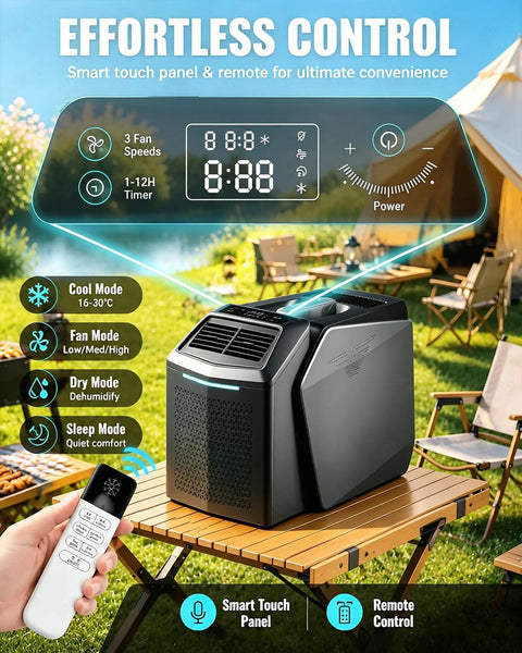 Kick Back And Stay Chill With This 6200 BTU Portable Air Conditioner, 4 In 1 Split Design Room Cooler with remote control and LED display.
