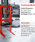 6 Ton H Frame Hydraulic Shop Press for garage floor with adjustable height and stamping plates, product specifications visible