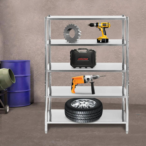 Heavy Duty Five Tier Stainless Steel Shelves And Wire Shelving Unit For Kitchen Garage And Home Office Storage Sturdy Metal Rack Holds 132 Pounds Per Shelf Top Shelf Organization Essential For Any Rad Setup