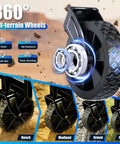 360-degree all-terrain wheel for foldable wagon cart with all terrain wheels and brakes, suitable for various surfaces.
