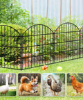 Rustproof Metal Garden Fence Kit With 5 Panels And 6 Stakes, 28 Inch High By 11.7 Feet Long, No Dig Animal Barrier For Dogs, Yard Flower Bed Patio Outdoor, Black