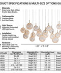 Top Shelf Modern Crackle Glass Sphere Pendant Cluster Integrated Led Brass Finish Adjustable Cord Lighting For Duplex Staircases Heavy Duty Mounting Is Big Time Game Changer specifications and multi-size options guide