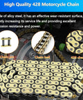 Heavy Duty 428H Dirt Bike Chain Kit With 130 Links And 6 Master Links Plus Chain Breaker For 110Cc 125Cc 150Cc 200Cc 250Cc ATV Pit Bike And Scooter Ready showing alloy steel chain components