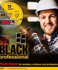 Man holding Black Diamond Cut Off Wheel 4.5 Inch For Angle Grinder Universal Metal Cutting Disc, smiling in workshop