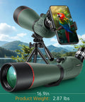 20 To 60x80 HD Spotting Scope With Waterproof Build For Long Range Viewing High Powered Telescope With Fully Multicoated Optics Crystal Clear Image And Wide Field Of View For Birding And Outdoor Adventures, on tripod with phone adapter