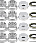 Four Set L44643 Beefy Bearing Kit For 1 Inch Trailer Axle Wheel Hub Includes L44610 Bearings 1.98 Inch Outside Diameter 12192TB Seal Dust Cover