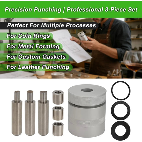 Pro-Grade Coin Ring Punch Kit And Die Set With 3/8-Inch, 7/16-Inch, And 1/2-Inch Punches for Jewelry Making and DIY Projects