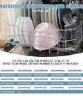 Replacement Lower Rack For GE Dishwashers That Fits WD28X34744 WD28X26099 And Other Compatible Part Numbers Durable No-Fuss Install Heavy Duty Rack For Safe Stable Dish Cleaning. Lower dishwasher rack loaded with plates, bowls, and cutlery