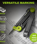 Heavy Duty Aluminum Scribe Set With Deep Hole Marking Pencil And Rugged Job Site Holster Built Tough For Woodworkers, versatile for wood, plastic, metal, and tiles.