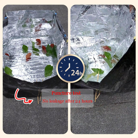 Heavy Duty Aluminum Foil Flashing Tape For Roof Repair And Leak Patching Self Adhesive Weather Resistant Underlayment Roll used in puncture test showing no leaks after 24 hours.
