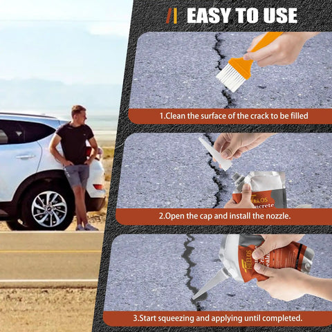 Two Pack Grey Self Leveling Concrete Crack Filler Sealant For Driveways Patios Sidewalks And Garage Floors DIY usage steps