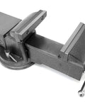 Heavy Duty 6 Inch Cast Iron Bench Vise With Swivel Base And Anvil, 3700 Lb Clamping Force, Opens To 6-3/8 Inches, 125 Degree Pivot