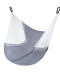 Cozy One Person Hanging Chair Hammock For Full Body Chill, 330 Lb Capacity, Weather Safe, Ultra Soft, Hang Anywhere, Stripe Navy Blue White