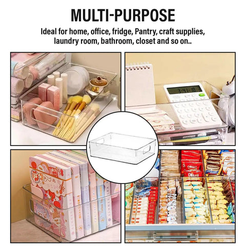 Clear Plastic Storage Bins And Pantry Organizers That Are A Total Game Changer For Kitchen Closets Fridge Freezer Bathroom Medicine Cabinets And Laundry Rooms To Kick Clutter To The Curb And Keep It Legit Tidy, multi-purpose bins organizing various items.