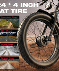 24 inch fat tire on Powerful Dual Motor 4000W Fat Tire Electric Bike With 52V 25Ah Battery for off-road surfaces