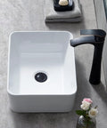 Ceramic Vessel Sink 16x12 Inch For Modern Bathroom Vanity Bowl With A Rock Solid Glaze in a sleek countertop display