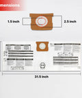 Dimensions of Disposable Vacuum Filter Bags For 5-9 Gallon Vacs, Dry Pick Up Only, White Paper, 3 Pack labeled on an image