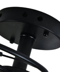 Close-up of mounting base for Dope Semi Flush Mount Ceiling Light Fixture With Five Tulip Glass Globes, Modern Black Pendant.