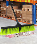 Three Pack 24 Inch Push Brooms Workhorse Outdoor Brooms With 63 Inch Handle sweeping warehouse floor debris
