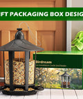 Two Pack Outdoor Hanging Bird Feeders With Quick One Minute Setup And Charming Castle Design Attracting Cardinals Chickadees Goldfinches And Sparrows Black Easy To Assemble For Family Fun And A Great Gift shown with packaging