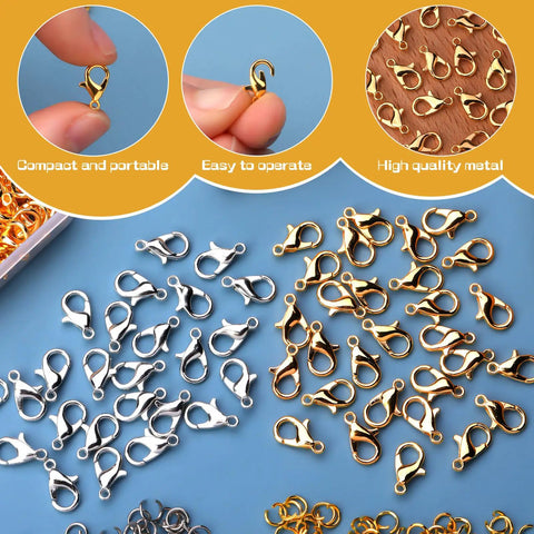 1320 Pcs Jewelry Making Kit With Crimp Beads Crimp Tubes Knot Covers Bead Tips Jump Rings And Lobster Clasps In Sturdy Storage Boxes