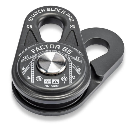 Snatch Block Pro Compact Recovery Block For Winch Lines Lightweight At Three Point Two Lbs Ideal For Serious Recoveries Two Point Five By Four Point Zero By Six Point Six Inch Frame Machined In USA From 6061 T6 Aluminum And 304 Stainless Steel, black recovery block