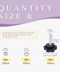 60Pcs M4 X 20 Hex Shaped Star Clamping Knobs Kit With 304 Stainless Steel Hex Nuts And Flat Washers size chart and components