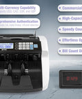 High Speed Money Counter With Multi Currency Detection, Counterfeit Bill Detector, LCD Display, 1000 Notes Per Minute shown