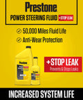Power Steering Fluid With Stop Leak For 50K Mile Life Anti Wear Protection Leak Prevention And Squeal Guard product bottles