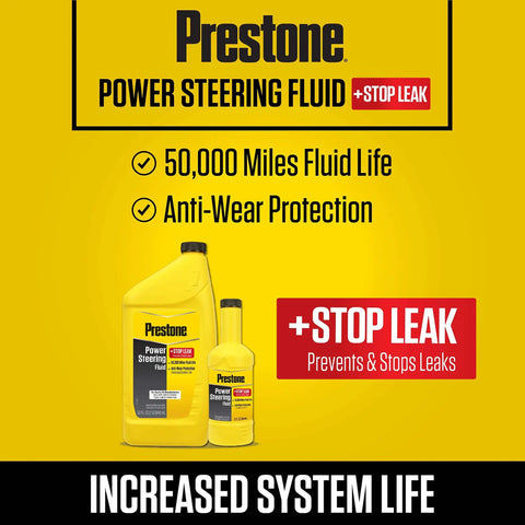 Power Steering Fluid With Stop Leak For 50K Mile Life Anti Wear Protection Leak Prevention And Squeal Guard product bottles