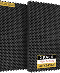 Two Pack Black Egg Crate Acoustic Foam Wall Panels With Peel And Stick Backing For Home Studios High Density Sound Dampening Tiles That Knock Out Echo And Build A Tight Studio Setup, 48 x 24 x 2 inches foam panels.