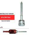 Three And One Half Inch Screw Vertical Threaded Rod Anchor For Wood No Pre Drilling Required Easy To Use Do It Yourself Steel With Zinc Finish One Quarter Inch By Three Inch Screw Length Pack Of 100 shown with red nut driver.