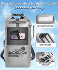 Floating Waterproof Dry Bag Backpack 20L 30L 40L for Kayaking with side pocket and reflective strip